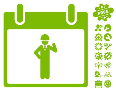 Bonus ile mühendis takvim gün vektör simgesi