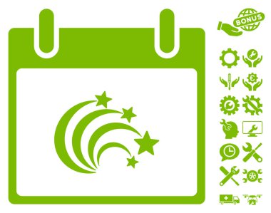 Bonus ile festival Fireworks takvim gün vektör simgesi