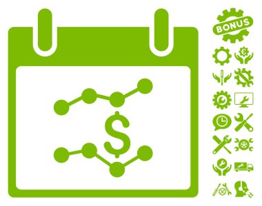 Bonus ile mali çizelgeleri takvim gün vektör simgesi