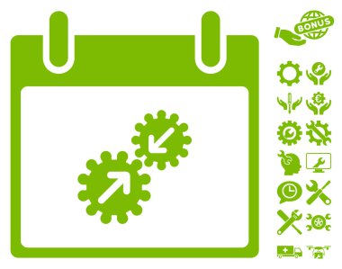 Gears entegrasyonu takvim gün vektör simge Bonus ile