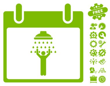 Bonus ile adam duş takvim gün vektör simgesi