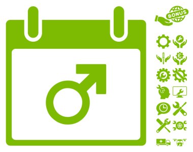 Bonus ile Mars erkek sembol takvim gün vektör simgesi