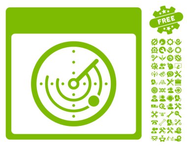 Bonus ile radar takvim sayfası vektör simgesi