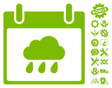 Bonus ile yağmur bulutu takvim gün vektör simgesi