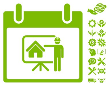 Bonus ile gayrimenkul geliştirici takvim gün vektör simgesi