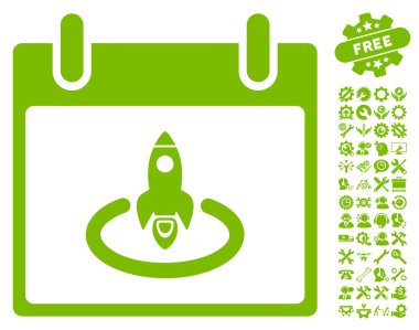 Roket Başlat takvim sayfası vektör simgesi Bonus ile