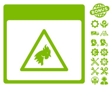 Bonus ile horoz tehlike takvim sayfası vektör simgesi