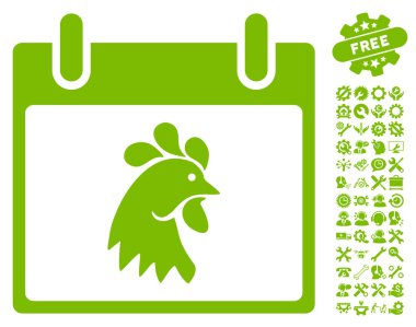 Horoz kafası Bonus ile gün vektör simge takvim