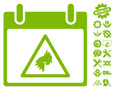 Takvim gün vektör simge Bonus ile uyarı horoz