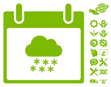 Bonus ile kar bulut takvim gün vektör simgesi