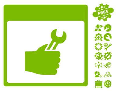 Anahtar hizmet el takvim sayfası vektör simgesini Bonus ile