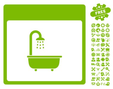 Bonus ile duş takvim sayfası vektör simgesi