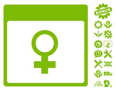 Venüs kadın sembol takvim sayfası vektör simge Bonus ile