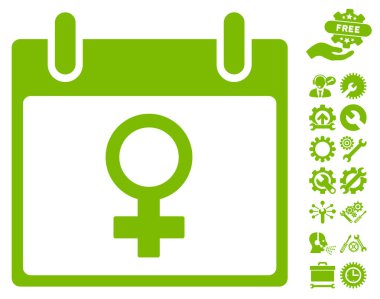 Bonus ile Venüs kadın sembol takvim gün vektör simgesi