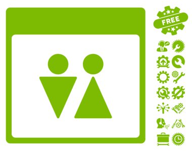 WC kişi ile Bonus sayfa vektör simge takvim