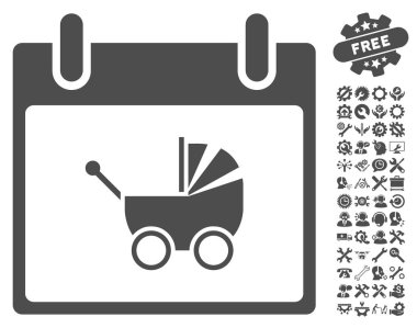 Bebek arabası takvim gün vektör simge Bonus ile