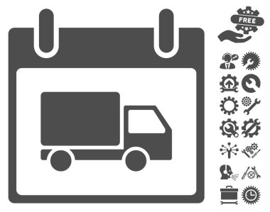 Bonus ile teslim araba takvim gün vektör simgesi