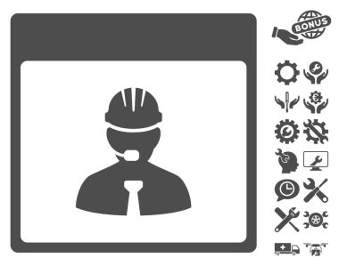 Bonus ile mühendis takvim gün vektör simgesi