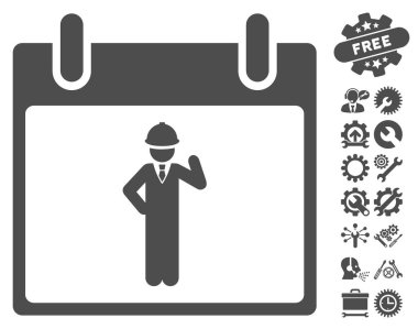 Bonus ile mühendis takvim gün vektör simgesi