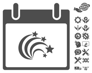 Bonus ile festival Fireworks takvim gün vektör simgesi