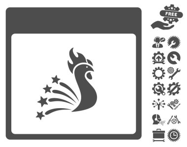 Bonus ile şenlikli horoz takvim sayfa vektör simgesi