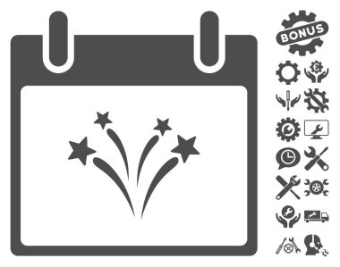 Bonus ile havai fişek takvim gün vektör simgesi