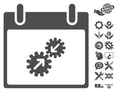Gears entegrasyonu takvim gün vektör simge Bonus ile