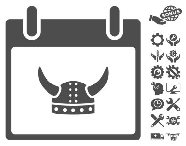 Boynuzlu miğfer takvim gün vektör simge Bonus ile