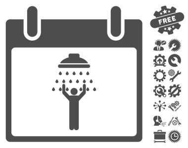 Bonus ile adam duş takvim gün vektör simgesi