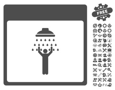 Bonus ile adam duş takvim sayfası vektör simgesi