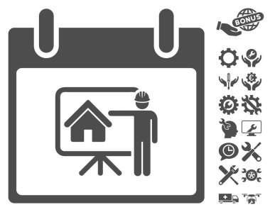 Bonus ile gayrimenkul geliştirici takvim gün vektör simgesi