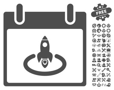 Roket Başlat takvim sayfası vektör simgesi Bonus ile