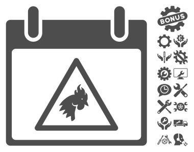 Takvim gün vektör simge Bonus ile uyarı horoz