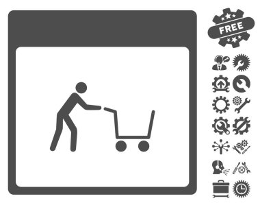 Bonus ile alışveriş sepeti takvim sayfası vektör simgesi