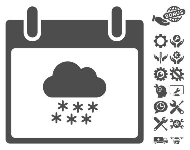 Bonus ile kar bulut takvim gün vektör simgesi