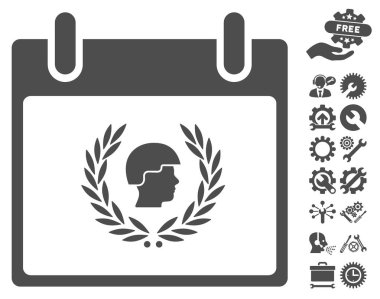 Bonus ile asker defne çelengi takvim gün vektör simgesi