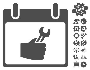 İngiliz anahtarı hizmet el takvim gün vektör simgesi Bonus ile