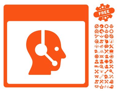 Çağrı Merkezi operatörü takvim sayfası vektör simge Bonus ile