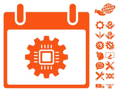 Bonus ile çip dişli takvim gün vektör simgesi