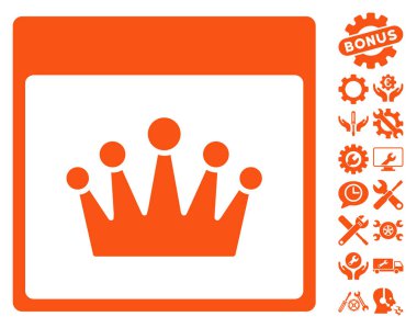 Bonus ile taç takvim sayfası vektör simgesi