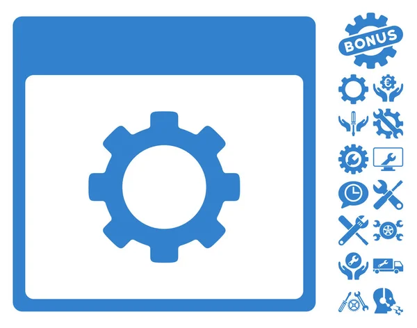 Options d'engrenage Calendrier Page Icône vectorielle avec bonus — Image vectorielle