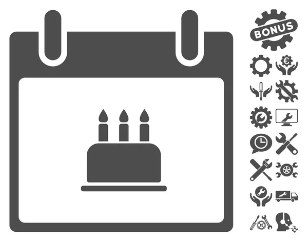 Verjaardag Cake dag Vector kalenderpictogram met Bonus — Stockvector