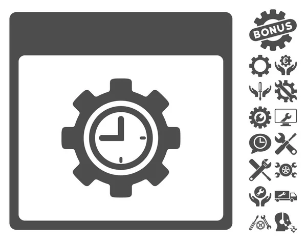 Clock Configuration Gear Calendar Page Vector Icon with Bonus — стоковый вектор