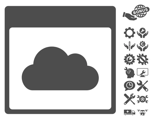 Icône vectorielle de page de calendrier nuage avec bonus — Image vectorielle