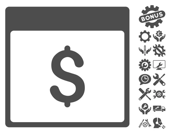 Dollar munt pagina Vector kalenderpictogram met Bonus — Stockvector