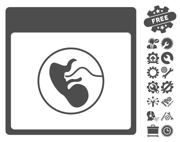 Pagina Vector pictogram van de kalender van de menselijke embryo's met Bonus — Stockvector