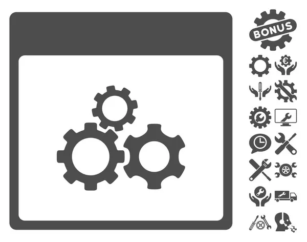 Mechanics Gears Calendar Page Vector Icon With Bonus — Stock Vector