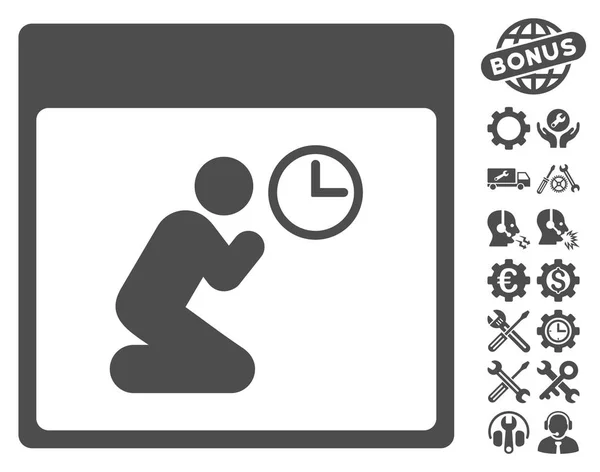 Bidden pagina Vector pictogram van de kalender van de klok met Bonus — Stockvector