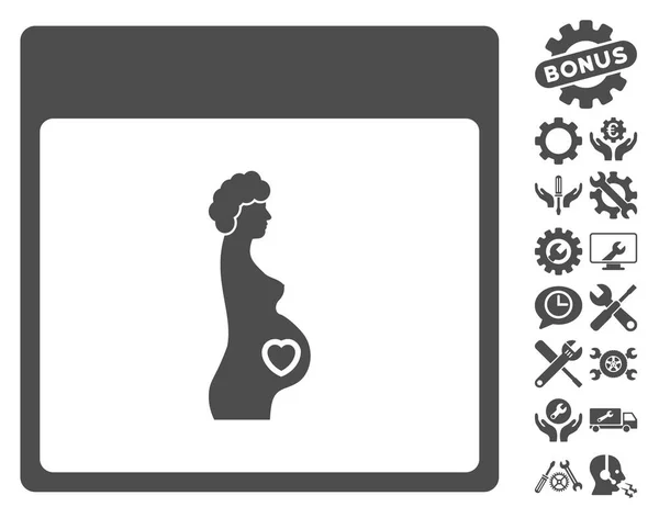 Femme enceinte Calendrier Page vectorielle icône avec bonus — Image vectorielle