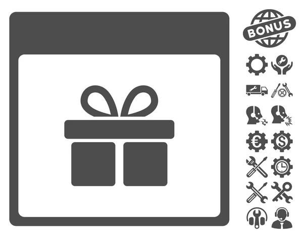 Present Box Calendar Page Vector Icon With Bonus — Stock Vector
